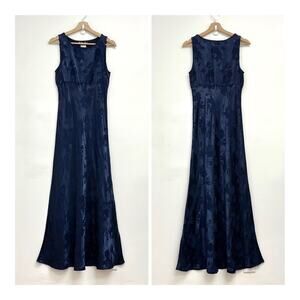 Vintage Y2K 90s Floral Romantic Empire Waist Sleeveless High Neck Maxi Dress - S